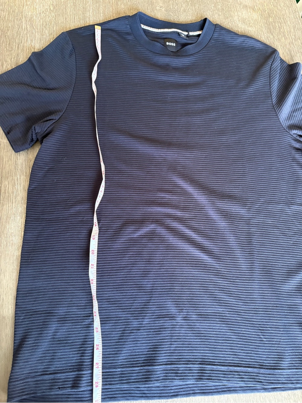 BOSS Men's Navy Ribbed Short Sleeve Crew Tee Size tag missing - Picture 6 of 8